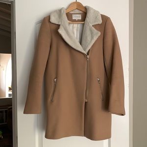 Sandro camel wool shearling coat